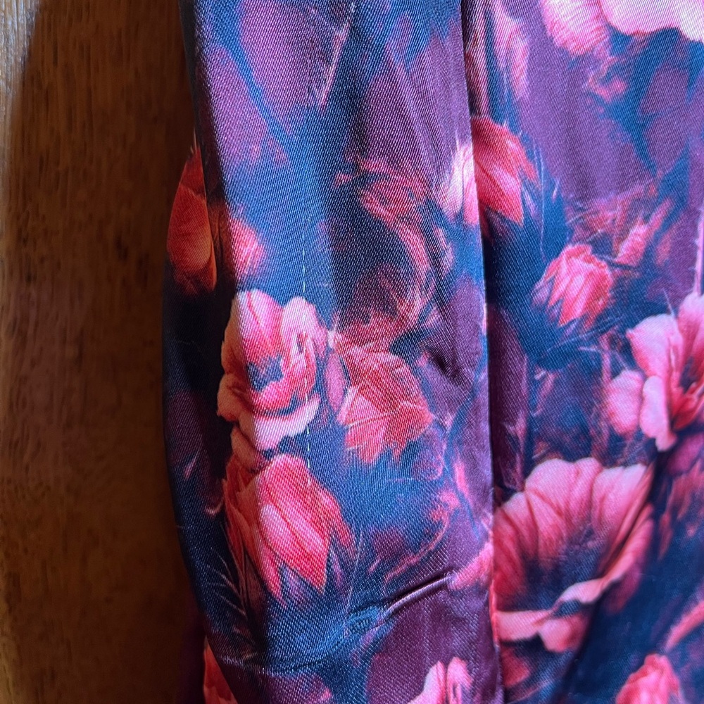 💥HP💥🆕NWT TA3 “Seamed Lushy Satin” Pencil Dress -zipper slit– XS Cranberry Floral - Picture 8 of 16